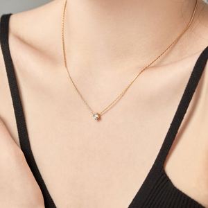 Dlyam Top Picked 2024 Valentine's Day Gift <b>Solid</b> Sterling <b>Silver</b> Solitaire 5A Diamond Cubic Zirconia Pendant <b>Necklace</b> for Women - Product Image 4