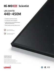 Panel Solar LONGi Solar LR5-54HTB Mono Totalmente Negro de 182 mm, 450 Wp, 440 Wp, Paneles Fotovoltaicos - Product Image 2