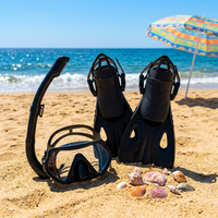 Équipement de plongée sous-marine très vendu, ensemble complet avec masque en silicone, tuba et palmes