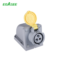 Prise industrielle IEC 60309 16A 6H 2P+E IP44 étanche CEE 3 broches 220V-250V pour panneau |   Approuvé CE |   Directement de l'usine