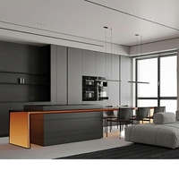 Meuble de cuisine modulaire en MDF acrylique imperméable avec plan de travail en marbre et évier intégré