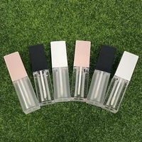 Tube de gloss à lèvres transparent CY057 5ml, emballage élégant, tubes de gloss à lèvres avec petit pinceau, flacon carré givré, rouge à lèvres liquide