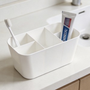 Cosmetic Organizer 6-10L Plastic Simple Style <b>Makeup</b> Storage <b>Box</b> With Dividers For Lipstick Brush Pens - Product Image 2