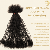 Extensiones de Cabello Humano 100% Naturales, Color Negro, Se Pueden Decolorar y Teñir, Micro Locs de 0.1cm, Sister Locs para Mujeres Negras