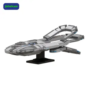 Moc Starship USS Orville ECV-197 Spaceship Building Blocks Set Planetary Union Airship Model Bricks Toys For Children Gifts