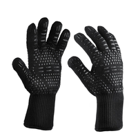 Guantes personalizables de cinco dedos para barbacoa Gel de sílice ignífugo resistente para fiestas al aire libre Logo incluido