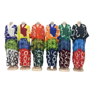 فستان إسلامي فضفاض جديد بالجملة للشرق الأوسط، مقاس كبير، تصميم عصري برقبة على شكل V مع طباعة - Product Image 2