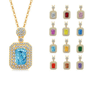 Collier <span class=keywords><strong>de</strong></span> luxe en diamant jaune artificiel, petit format, carré classique, pour usage quotidien, pour femme, cadeau d'anniversaire - Product Image 1