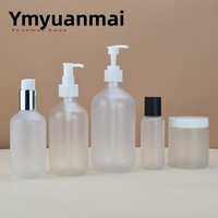 Botella Transparente Esmerilada para Loción Cosmética de 100ml y 500ml, Dispensador de Plástico con Bomba, Acabado Serigrafiado y Estampado en Oro para Empaque