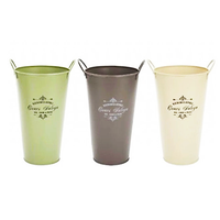 Vente en gros de vase à fleurs galvanisé 3 couleurs, grand seau à fleurs vintage en métal pour support de fleurs fraîches