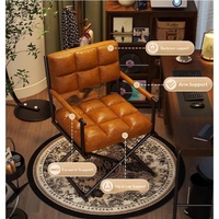 Chaise de bureau ergonomique moderne de luxe en cuir PU avec dossier solide - Chaise d'ordinateur de haute qualité pour un confort de position assise prolongée