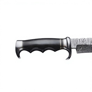 Handmade DIY Industrial Multi-functional Outdoor Camping Bowie Knives Damascus Steel Blade Drop Point Wood Hilt OEM/ODM <b>Leather</b> - Product Image 4