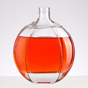 Bouteille en verre ronde de luxe de 750 ml en forme de citrouille, décanteur sphérique côtelé pour whisky, brandy, vodka, <span class=keywords><strong>cognac</strong></span>, rhum, spiritueux, liqueurs avec bouchon en liège - Product Image 2