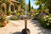 Fontaine de jardin Art Déco solaire pour oiseaux, sur piédestal en bronze antique, résistante aux intempéries, écologique, en résine résistante à la rouille