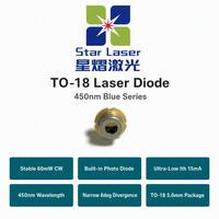 Diode laser bleue LXU LASER LXU45060G 450nm 60mW TO18 5.6mm monomode LD pour télémètre médical, pointeur, niveau laser