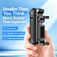 Mini trépied pliable pour selfie stick avec contrôle du zoom, rotation à 720°, télécommande détachable pour les voyages et le vlogging