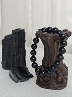 Ensemble cadeau de bracelets en perles de cristal d'obsidienne naturelle, bijoux en pierre noire polie, pour l'énergie personnelle et la décoration