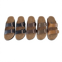 Sandales compensées grande taille pour femme, style forêt vintage, en cuir pleine fleur, pour l'extérieur, collection été 2025