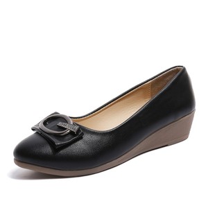 Scarpe da <span class=keywords><strong>donna</strong></span> nuove scarpe da lavoro con zeppa con <span class=keywords><strong>tacco</strong></span> rotondo a punta bassa Casual in pelle - Product Image 6