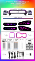 Kit d'éclairage d'ambiance intérieur LED 256 couleurs Symphony pour Toyota Land Cruiser Prado J250 2023-2025 – Accessoires de bande lumineuse