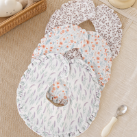 Bavoirs pour tout-petits en coton pur, portables, doux, absorbants, à col rond, imperméables et respirants, pour la dentition et l'alimentation - Vente en gros