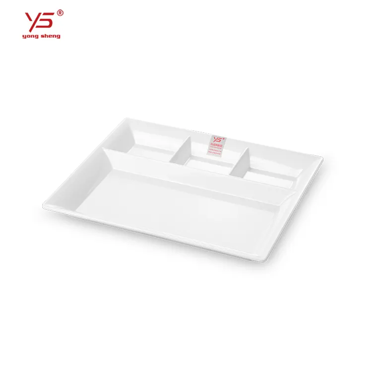 Safety health imitation bone china square compartment plates,square plate tableware,wholesale dinner plates 20 inch