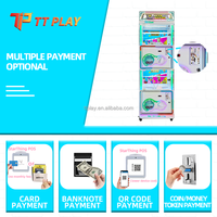 Distributeur automatique de bonbons, capsules Gachapon, bonbons Gumball, jouets en peluche et cadeaux, modèle Globe, grande taille, pour 2 joueurs, à monnayeur, avec paiement par code QR, pour enfants