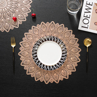 Sets de table ronds en PVC écologique au design classique pour table à manger et restaurants, sets de table décoratifs dorés pour mariage