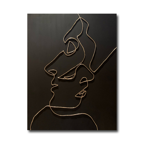 Arte Murale Minimalista Nordica con Figura Femminile in Linea Singola, Dipinto Astratto su Tela con Filo <span class=keywords><strong>d</strong></span>'Oro 3D Testurizzato per Camera da Letto Moderna - Product Image 4