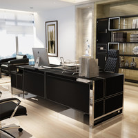 Ensemble de chaise de bureau de direction modulaire en MDF facile à assembler, design moderne, bureau à domicile sain, tiroir de rangement noir