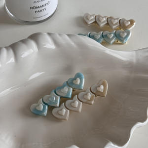 Jolie pince à cheveux double cœur bleu en acétate et métal, style bec de canard, pour filles - Product Image 2