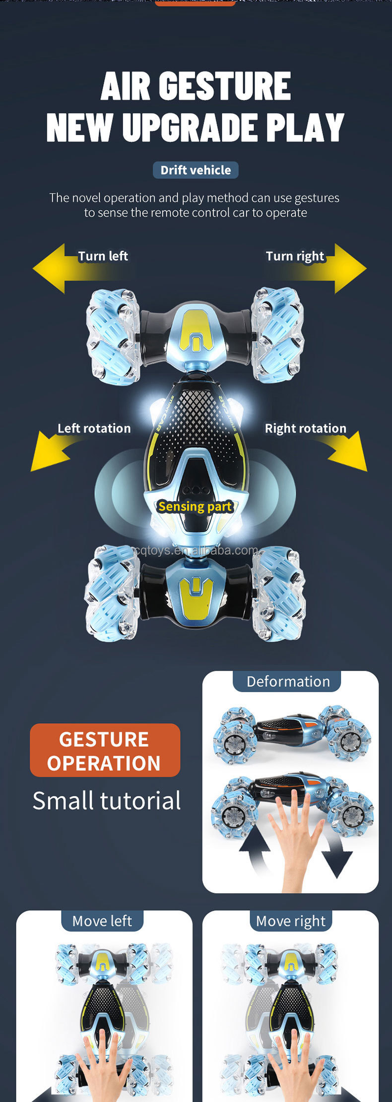 High Quality 2.4G Double Side 4X4 Rc Stunt Car Kids Radio Control Toys Watch Hand Motion Gesture Sensor Car With Music And Light