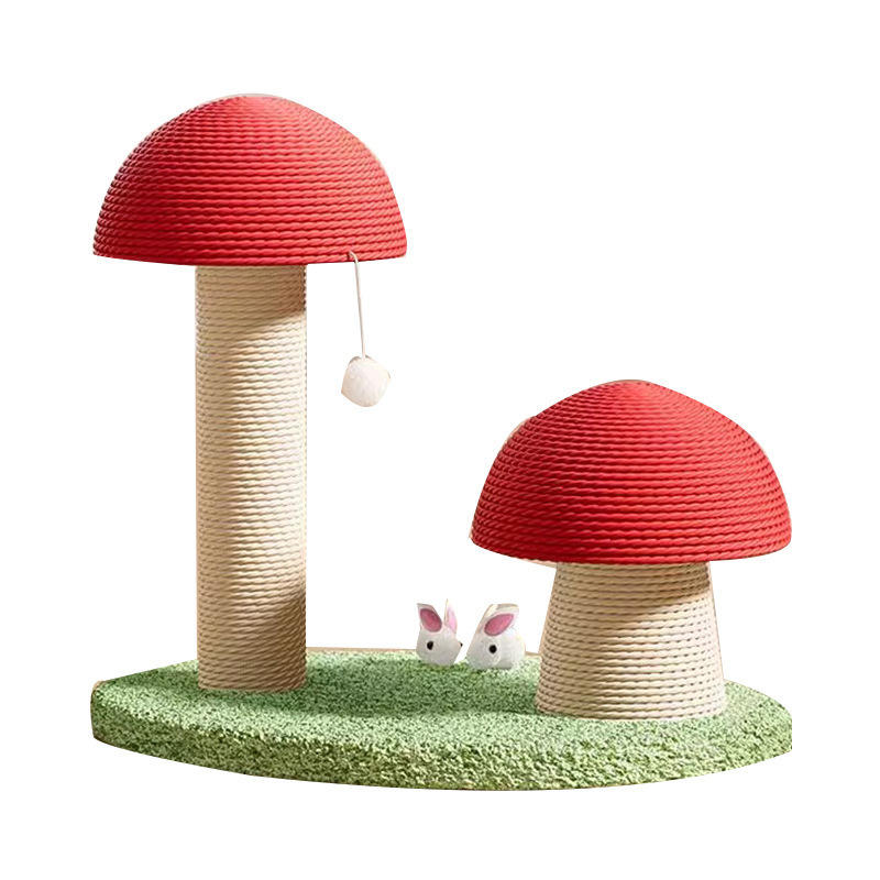 View of Cute Pet Toy Mushroom Cat Scratching Post Sisal Cat Climbing Frame Cat ...