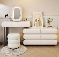 Coiffeuse moderne en bois noir de luxe avec miroir LED, grande commode de rangement pour chambre à coucher, vente en gros pour la maison