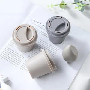 Esponja de maquillaje de belleza con logotipo personalizado esponja de maquillaje sin látex para bases en polvo crema en polvo con taza de café - Product Image 2
