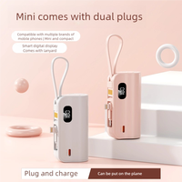 Batería Externa de Emergencia Multifuncional Mini de Carga Rápida con Cable de Datos Integrado para iOS Tipo-C, Banco de Energía de 5000 mAh