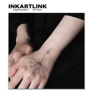 INKARTLINK Pegatina de Tatuaje Minimalista de Loto, Diseño Geométrico de Estrella y Líneas, Arte Corporal Semipermanente Herbal de 15 Días, Venta al por Mayor - Product Image 2