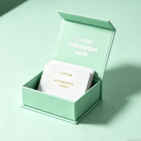 Cartes d'affirmations positives premium 300 g/m² avec motif artistique en feuille d'or et citations inspirantes, étui magnétique pour le bien-être personnel