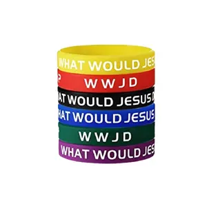 WWJD Bracelets en caoutchouc coloré WWJD Bracelets en Silicone pour collecte de fonds événements d'église cadeaux de fête