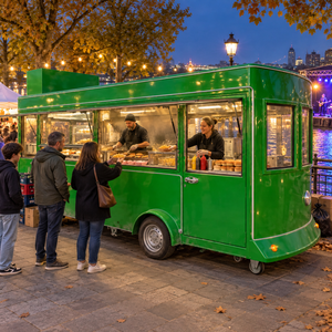 Remorque de Food Truck Style Capsule Verte 4,8m en Acier Inoxydable avec Évier pour Usage Extérieur - Product Image 2