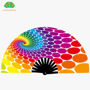 Ventilador de mano con luz de neón UV de bambú para baile, nuevo estilo personalizado, impresionante abanico de 13 pulgadas de tela plegable grande - Product Image 4