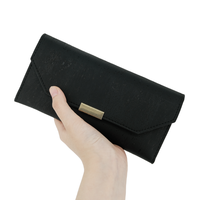Dompet lipat tiga wanita grosir kustom dari gabus alami banyak slot kartu tombol tekan banyak kantong ramah lingkungan logo