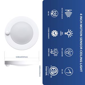 10W 120VAC Low Profile Automatic Sensor Down <b>Lights</b> ETL Flush Mount <b>Led</b> PIR Motion Sensor Ceiling <b>Light</b> Room Custom 4 Inch <b>Round</b> - Product Image 2