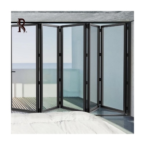 Rising AAMA Estilo nórdico Aislamiento térmico Vidrio templado Puertas plegables Patio Acordeón Puertas de patio plegables para villas - Product Image 2