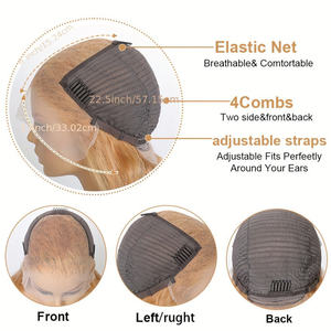 Parrucca 13x4 Honey Blonde 200% Densità, con Frontale in Pizzo Trasparente, Capelli Umani Pre-Pizzicati con Baby Hair, Ondulata, <span class=keywords><strong>Colore</strong></span> 27 #   Colorato - Product Image 4