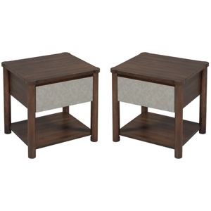 Modern Nightstand With <b>Drawer</b> <b>Walnut</b> Finish Set Of 2 For Bedroom Living Room - Product Image 5