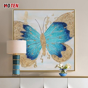 Arte <span class=keywords><strong>de</strong></span> lienzo abstracto moderno-Pintura al óleo <span class=keywords><strong>de</strong></span> mariposa pintada a mano con el diseño más nuevo - Product Image 2
