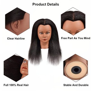 Testa di manichino 100% capelli veri per la cosmetologia manichino 14 pollici testa di bambola parrucchiere pratica di formazione parrucchiere - Product Image 3