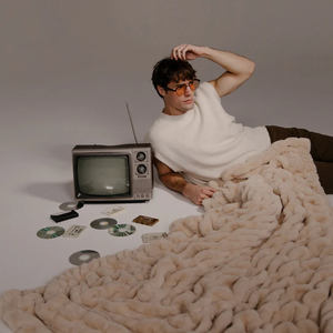 بطانية أرنب فقاعية مخططة بقطع مرجحة مزدوجة الجانب دافئة سميكة 1000 جم/متر مربع من الفرو الصناعي - Product Image 2