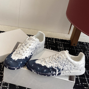 <span class=keywords><strong>Chaussures</strong></span> de skate classiques rétro polyvalentes en cuir véritable pour couple, respirantes, avec motif graffiti et éclaboussures d'encre - Product Image 2